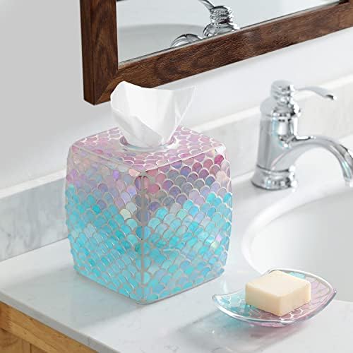 Mermaid Themed Glass Tissue Holder Decor