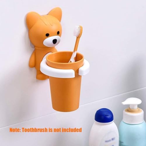 Kids Cartoon Fox Toothbrush Holder Wall Mount