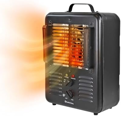 Comfort Zone 1500W Electric Space Heater with Thermostat and Safety Features 1