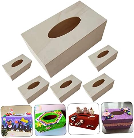 SEWOART 6PCS Blank Wood Tissue Holder DIY Set