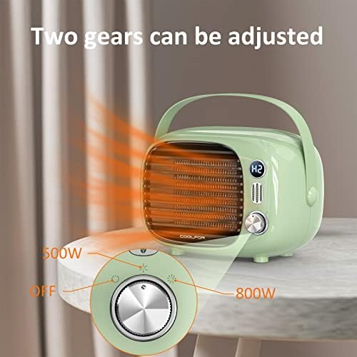 Coolfor Space Heater with Temperature Control and Safety Features Green