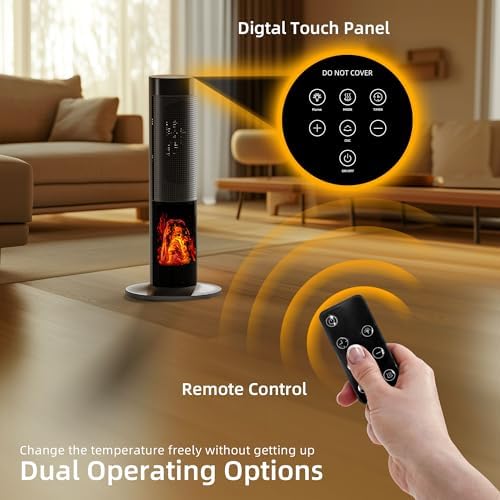 Fierscial 1500W Electric Fireplace Heater with ECO Mode and 3D Flame