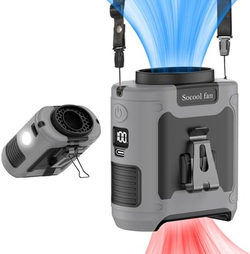 Socool 10000mAh Portable Waist Fan with 5 Speeds and Flashlight