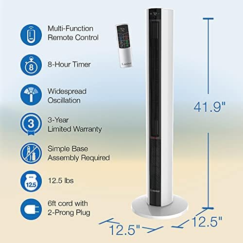 Lasko 1500 Watt 4 Speed Quiet Bladeless Tower Fan and Space Heater White