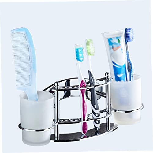Bathroom Holder Wall-Mounted Toothbrush Cup Holder White