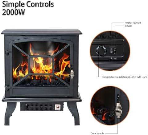 Panana Electric Fireplace Heater 5300 BTU Realistic Flame
