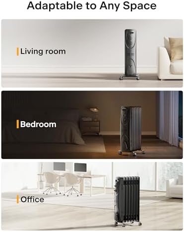 PELONIS PHO15A2AGB 1500W Oil Filled Space Heater Black
