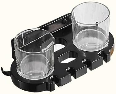 COOLHIYA Punch Toothbrush Holder with Double Cup Hooks Black