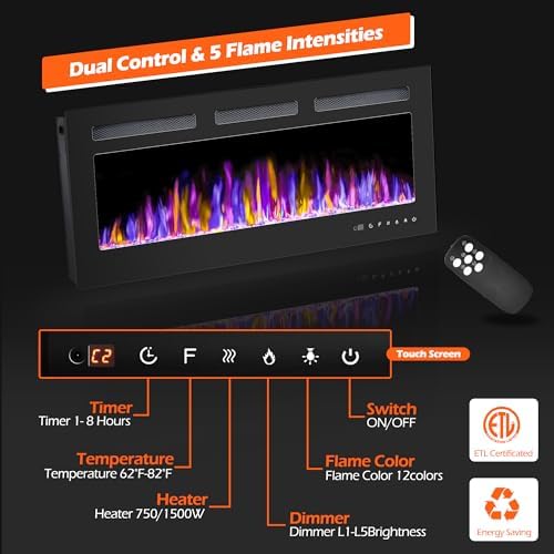 BETELNUT 36 Electric Fireplace with Remote Control