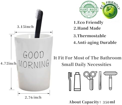 Kelake White Ceramic Tumbler Cup - 350ml Toothbrush Holder