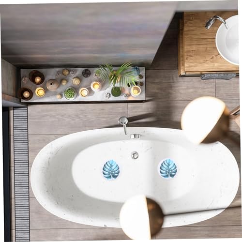SOLUSTRE 1Set Non-Slip Bathtub Stickers with Leaf Design