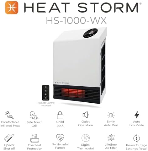 Heat Storm Deluxe 1000W Infrared Wall Heater White