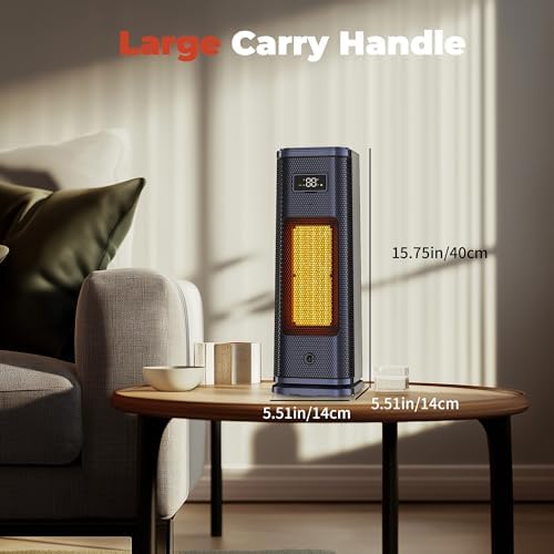 Portable Electric Heater with Remote - 1500W PTC Ceramic for Home Office