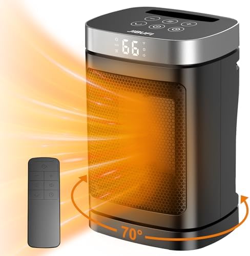 JIBUFI 1500W PTC Electric Heater with Remote Control and 70 Oscillation