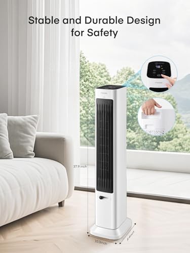 FOHERE Oscillating Fan and Heater Combo 379 Inch White