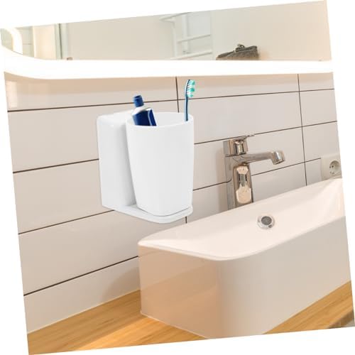 Cabilock Wall Mounted Toothbrush Cup Holder Set for Space Saving Bathroom Organization