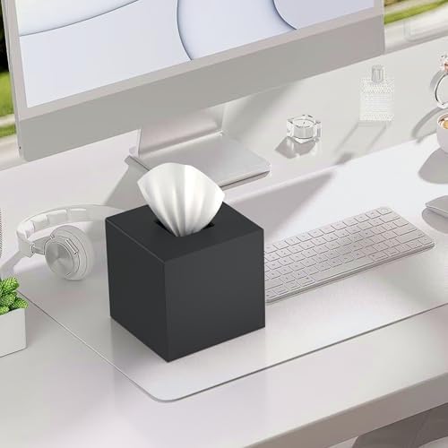 SILUT Tissue Box Cover Square Black Magnet Locking