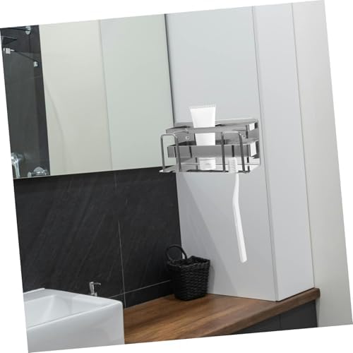 GLEAVI Wall-Mounted Toothbrush Holder Stainless Steel Multi Functional Bathroom Organizer