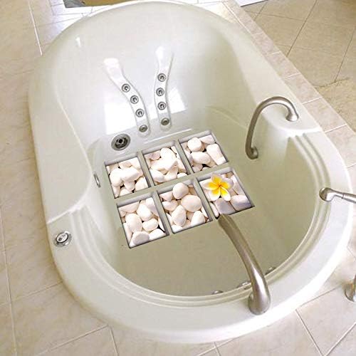 AILEGOU 3D Non-Slip Bathtub Stickers with 6 Pieces Pebbles-A02