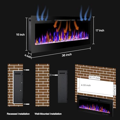 BETELNUT 36 Electric Fireplace with Remote Control
