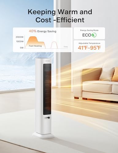 PELONIS Oscillating Tower Fan Heater Combo with Remote