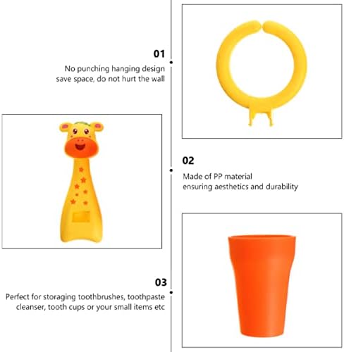 Cabilock 2Sets Cartoon Animal Toothbrush Holder Wall Mounted Storage Stand