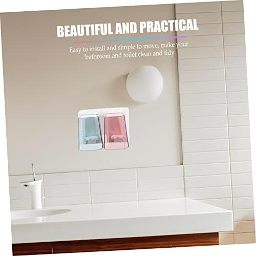 1 Set Wall Mounted Bathroom Storage Rack with Cups and Toothbrush Holder