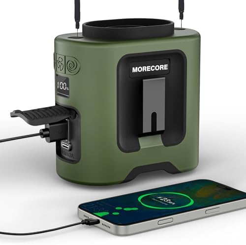 MORECORE 14500mAh Waist Fan with Flashlight and 5 Speeds - Green