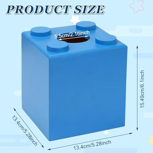 CypherX Blue Wood Tissue Box Cover with Slide-Out Bottom