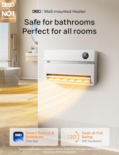 Dreo Wall Heater for Bathroom with ALCI Plug and 120 Oscillation