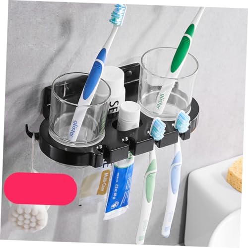 Cabilock Aluminum Toothbrush Rack with 2 Cups Easy Install