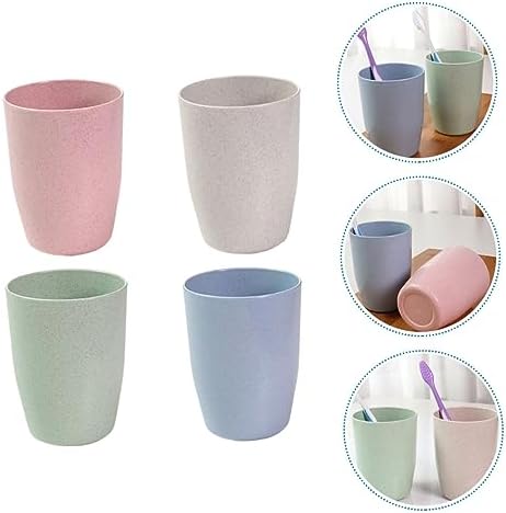 4pcs Wheatstraw Toothbrush Holder Cups for Bathroom