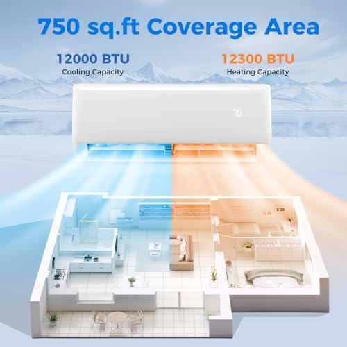 DORTALA 12000 BTU Mini Split AC Unit with Heater White