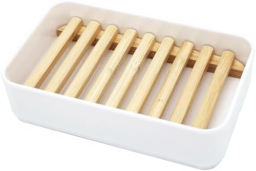 Bamboo Soap Dish Holder with Melamine Base 1 Pack