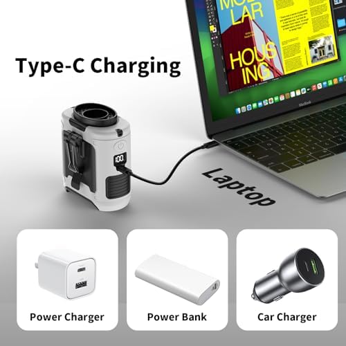 Socool 10000mAh Portable Waist Fan with 5 Speeds Flashlight