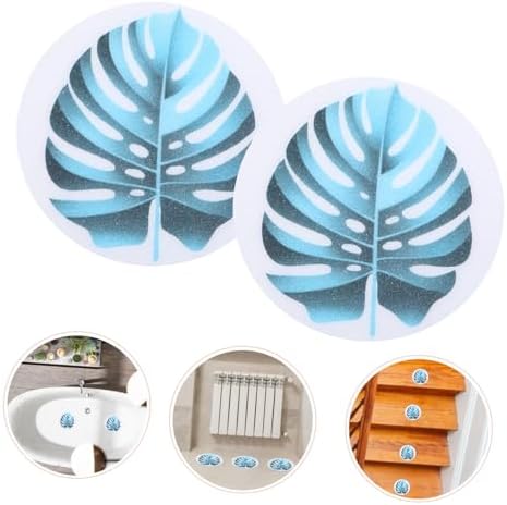 SOLUSTRE 1Set Non-Slip Bathtub Stickers with Leaf Design