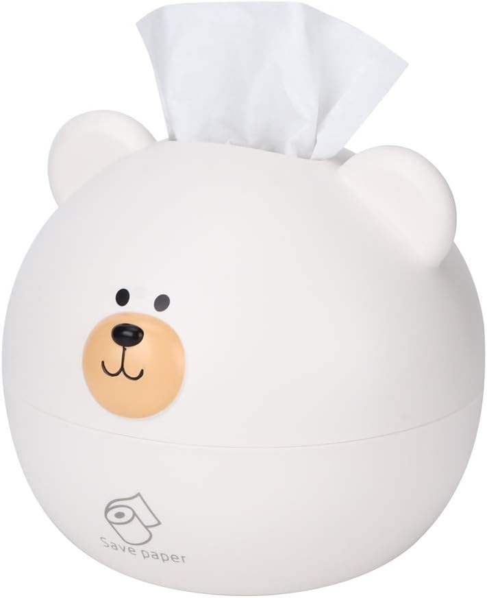 HERCHR Round Bear Head Tissue Box Cover