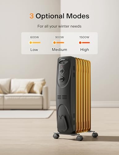 PELONIS PHO15A2AGB 1500W Oil Filled Space Heater Black