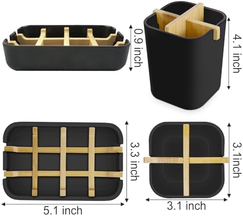 IWNTWY Toothbrush and Soap Holder Set - Black