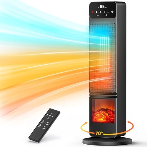 Riseon 1500W Electric Fireplace Heater with Remote Child Lock and 3D Flame
