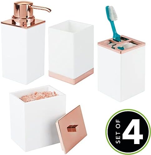 mDesign Bathroom Vanity Set of 4 - WhiteRose Gold