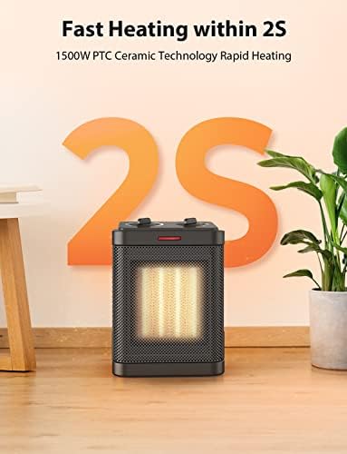 Pereysi 1500W PTC Ceramic Space Heater with Thermostat and 3 Modes