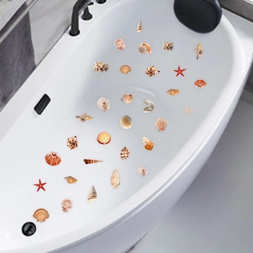 LUOZZY 6 Sheets Non-Slip Bathtub Stickers with Sea Shell Design