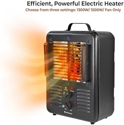 Comfort Zone 1500W Electric Space Heater with Thermostat and Safety Features 1