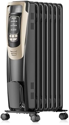 PELONIS Champagne Oil Filled Radiator Heater with Remote Control and Thermostat