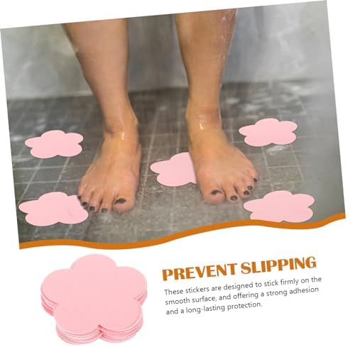 20pcs Non-Slip Pink Rubber Bathtub Stickers