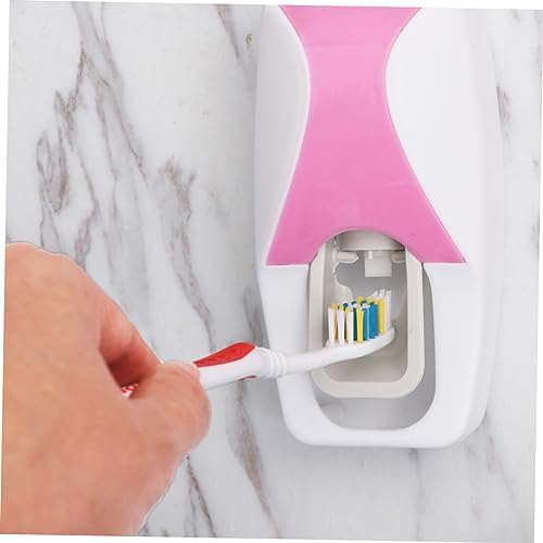 Unomor 2PCS Wall-Mounted Toothbrush Holder and Suction Toothpaste Extruder