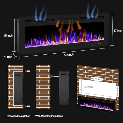 BETELNUT 50 Electric Fireplace with Remote Control 1