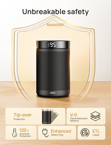 Dreo 1500W PTC Ceramic Space Heater with Timer and Thermostat - Black