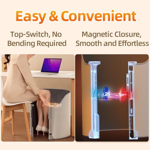 UEMUSI Under Desk Heater - Electric Foot Warmer with Thermostat and Timer